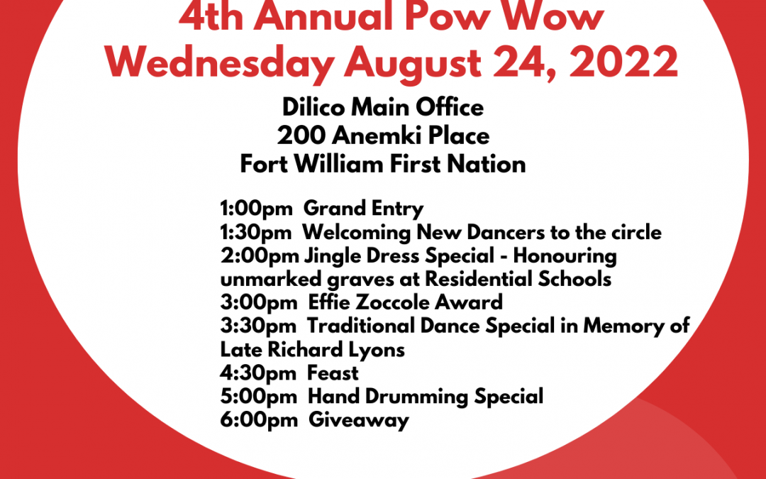 4th Annual Dilico Pow Wow will take place August 24th